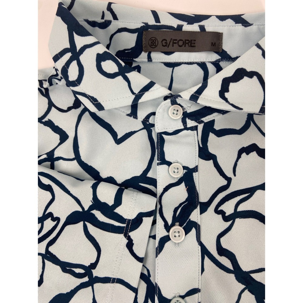 G/FORE‎  Short Sleeve Polo Shirt Light & Dark Blue Abstract Print Golf Size M